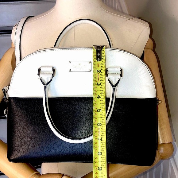 KATE SPADE White Black Leather Dome Shaped Top Handle Crossbody Satchel - Picture 12 of 17